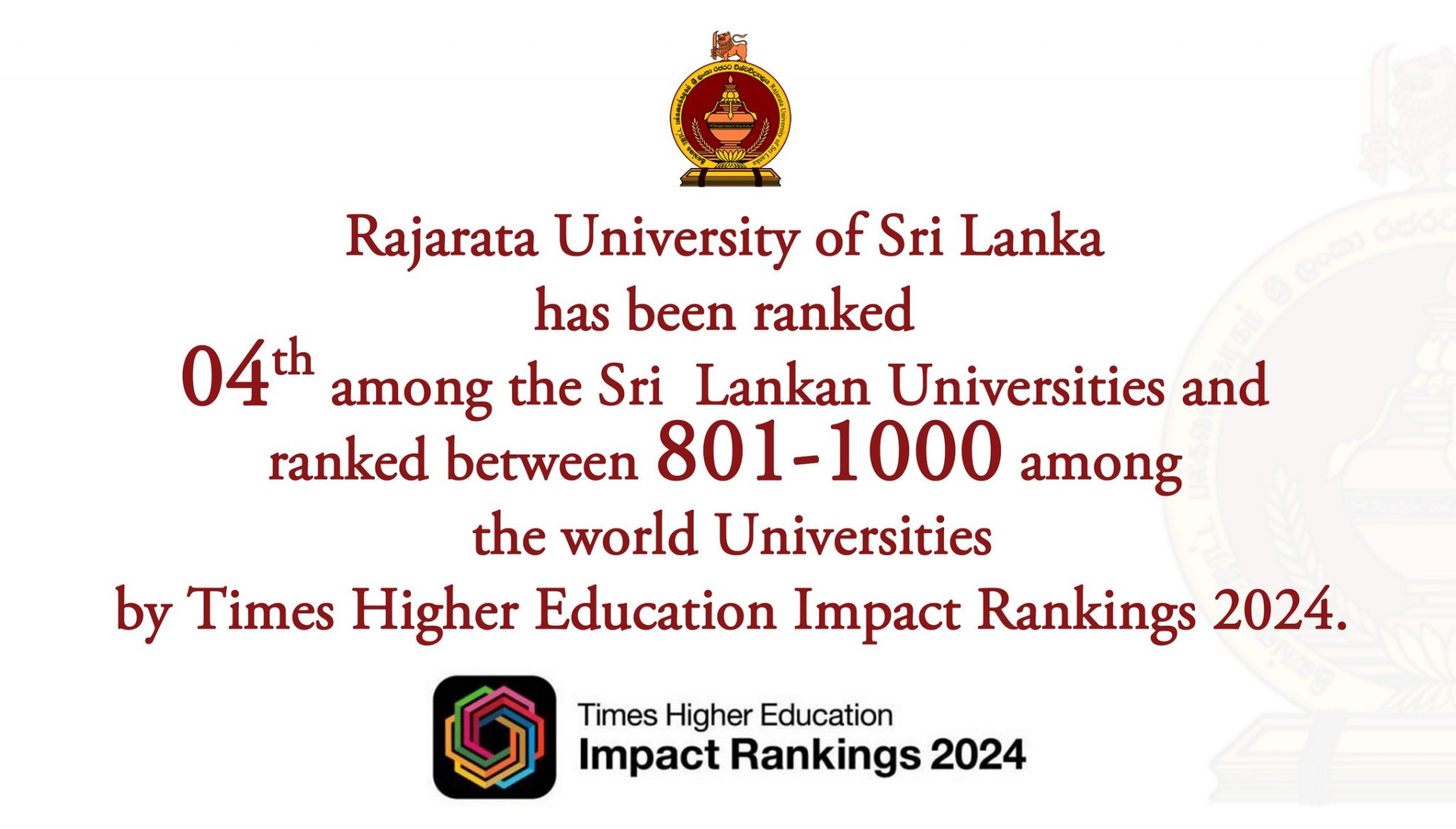 “The Rajarata University of Sri Lanka is among the best Universities in ...